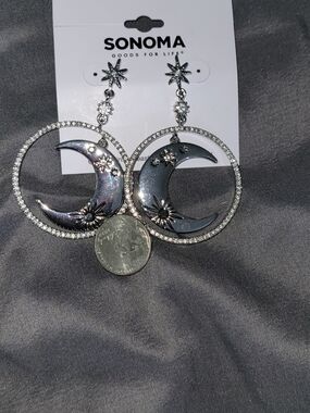 SONOMA Shimmering Silver Moon & Star Drop Hoop Earrings